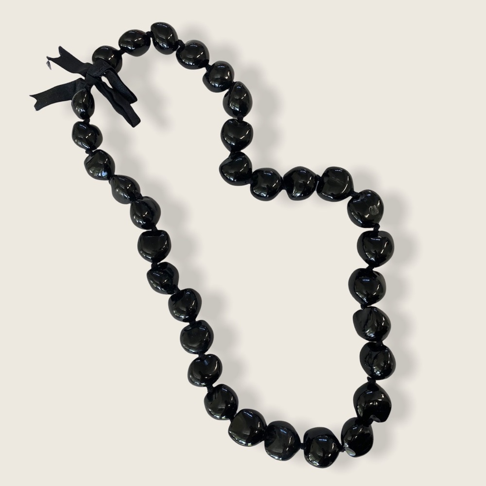 Kukui nut lei - black Hawaiian lei necklace 36”